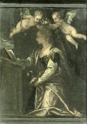 Die heilige Agatha von Engeln gekrönt